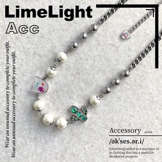 ☆LimeLight☆ 幽靈 仙人掌 珍珠 水鑽 延長鍊超可愛 鈦鋼 飾品 項鍊 男生項鍊 女生項鍊 INS Y2K