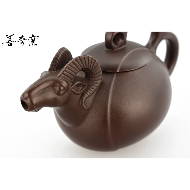 【善奇窯】~鶯歌12生肖茶壺~羊羊得意茶壺/160cc/紫泥