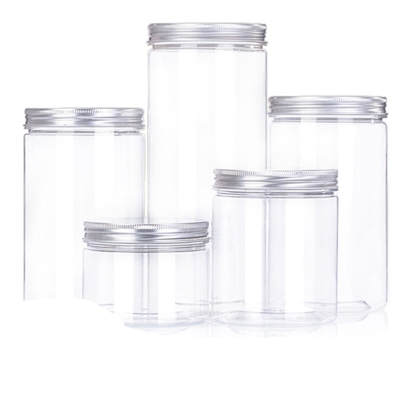 【現貨】【餅乾罐】85塑膠密封罐 透明塑膠瓶 餅乾包裝桶 廚房堅果收納罐子 食品級 帶鋁蓋