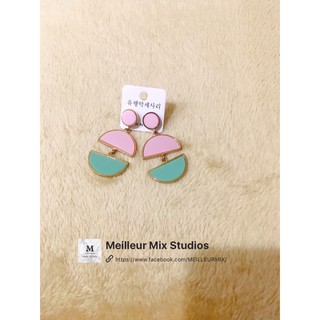 現貨12H快速出貨‼️ Meilleur Mix Studios 韓國設計款半圓形馬卡龍色系撞色耳夾耳環