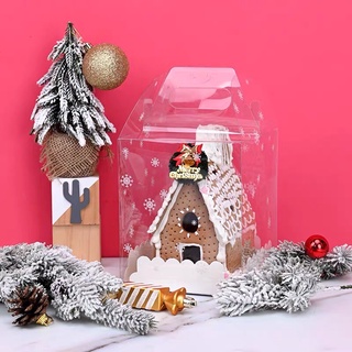巧育 聖誕節小房子專用透明包裝盒 聖誕屋 手提盒子全景透明禮盒 手提透明蛋糕盒 薑餅屋盒 巧克力屋包裝子 烘焙包裝