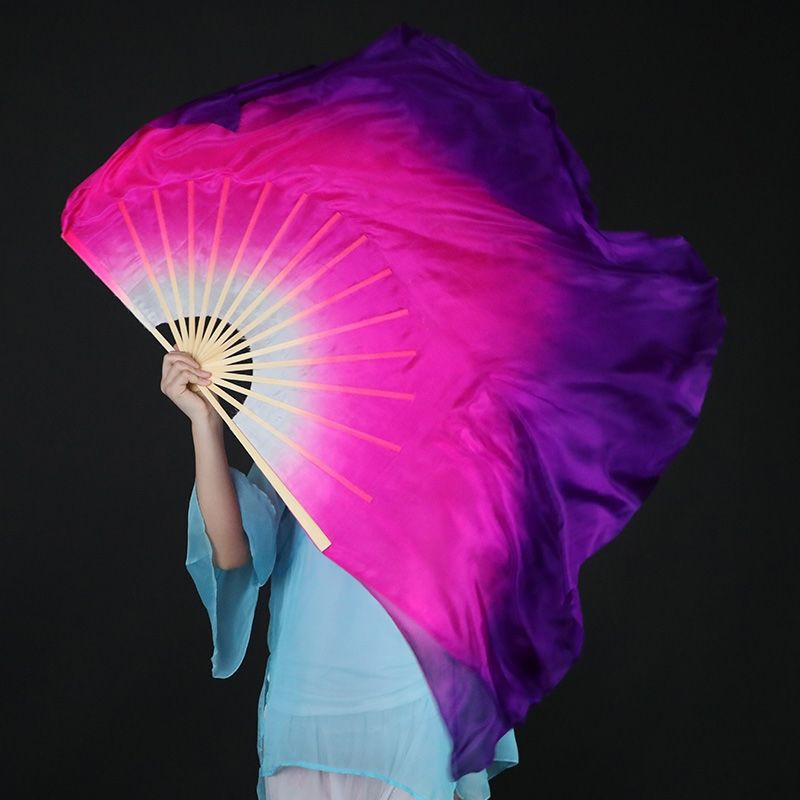 小琦扇子真絲白玫紫雙面漸變色舞蹈扇秧歌舞扇考級表演道具跳舞古典舞 蝦皮購物