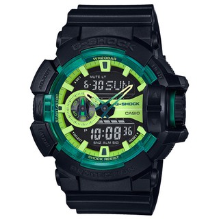 【CASIO】G-SHOCK 黑x萊姆綠 雙顯運動錶 GA-400LY-1A 台灣卡西歐公司貨