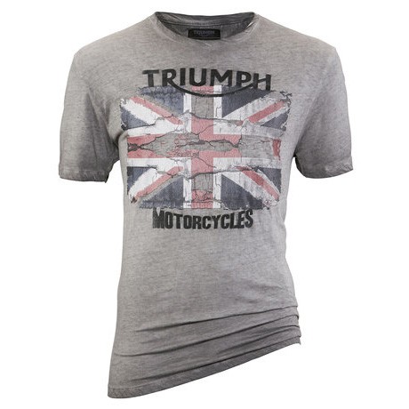 【德國Louis】Triumph短袖圓領T恤 凱旋商標英國旗復古印刷T-SHIRT摩托車重機騎士短T灰色上衣218303