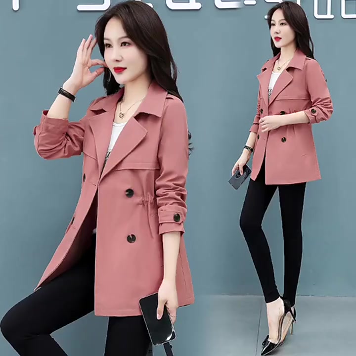 愛依依 外套 上衣 夾克 風衣 大衣M-3XL新款韓版風衣女洋氣垂感減齡風衣女小個子收腰短款外套T153-631.