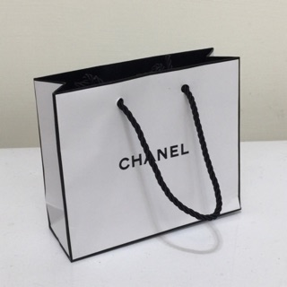 CHANEL 香奈兒 新款黑邊白色LOGO紙袋/提袋/禮品包裝袋