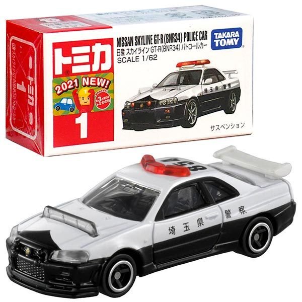 ★【TOMICA】多美小汽車 2021 NEW 01 日產 SKYLINE GT-R(BNR34) 警車