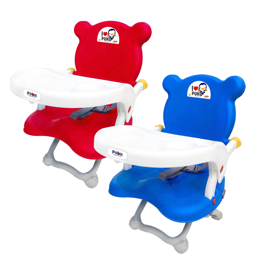 PUKU藍色企鵝 可攜式活動餐椅(水/紅)
