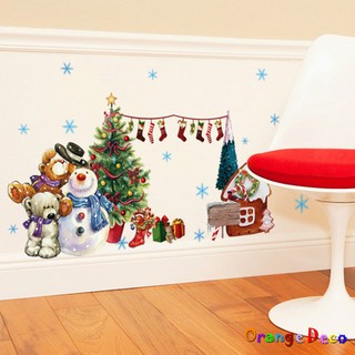 【橘果設計】耶誕雪人 無痕背膠 壁貼 牆貼 壁紙 DIY佈置 窗貼 佈置 櫥窗貼 可超取 聖誕節 耶誕節 台灣現貨
