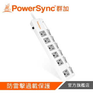 PowerSync 群加 6開6插斜面開關防雷擊延長線 TPS366BN9018