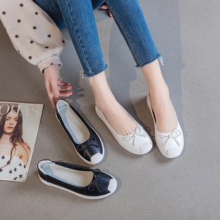 JC Shop【35-40#】韓系超柔軟真皮女鞋 牛皮懶人鞋 真皮軟底休閒鞋女 真皮運動鞋板鞋 真皮小白鞋女 娃娃鞋