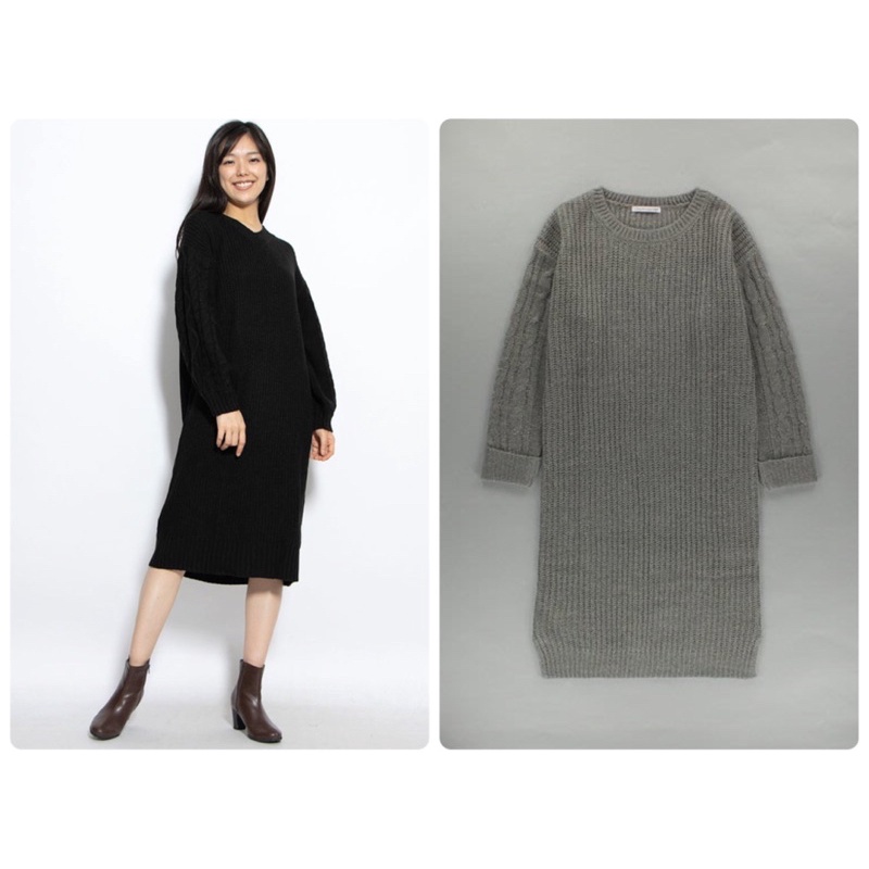 (多款 選3件1111元)日本E hyphen world gallery 袖子麻花 針織 毛衣洋裝  ¥5,389