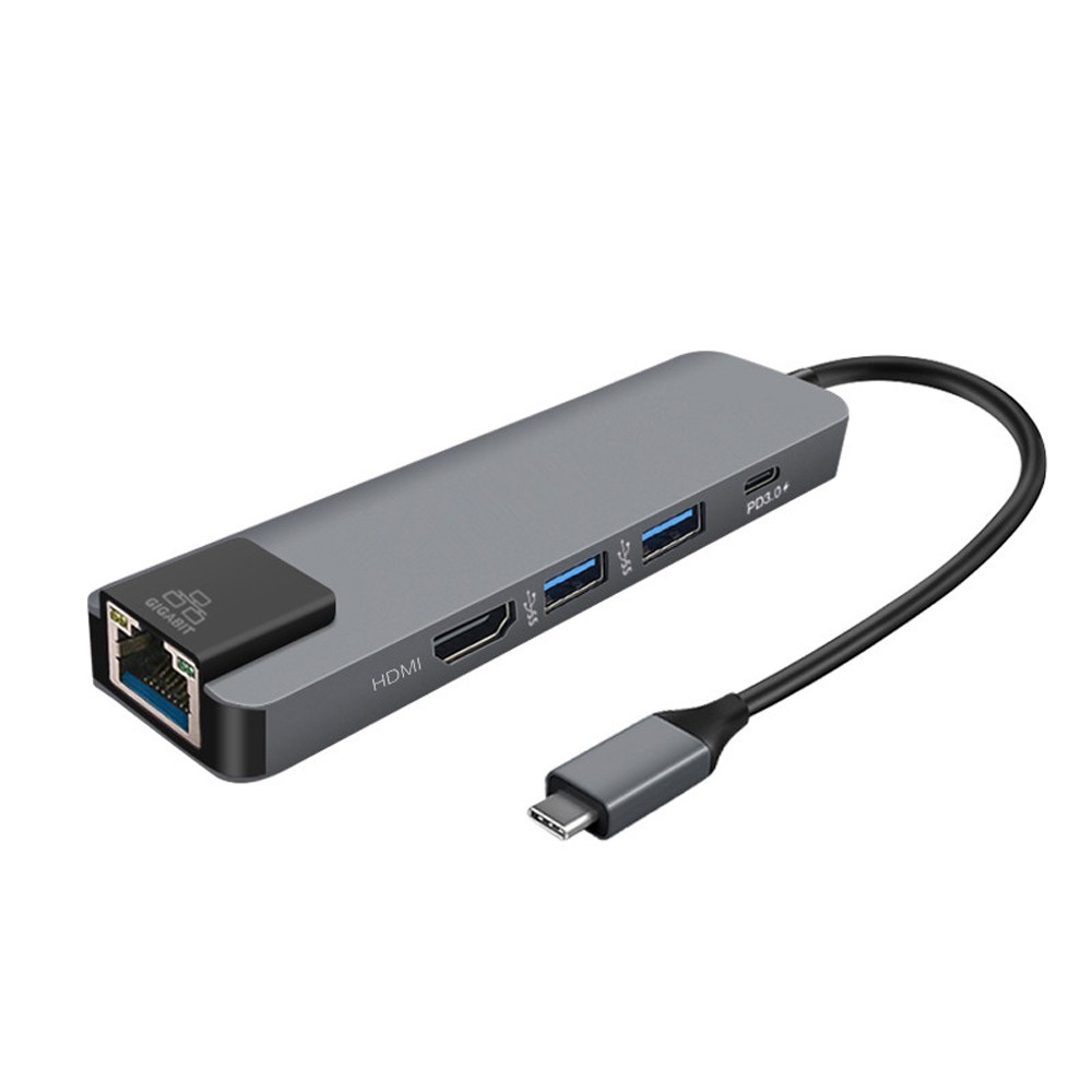 【蝦皮直營】Type-C 五合一多功能轉接器 HUB集線器 網路轉換器 HDMI USB3.0轉接頭 mac擴展塢