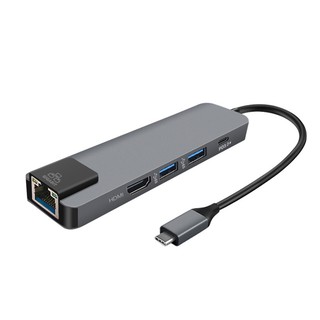 Type-C 五合一多功能轉接器 HUB集線器 網路轉換器 HDMI USB3.0轉接頭 mac擴展塢 蝦皮直送 現貨