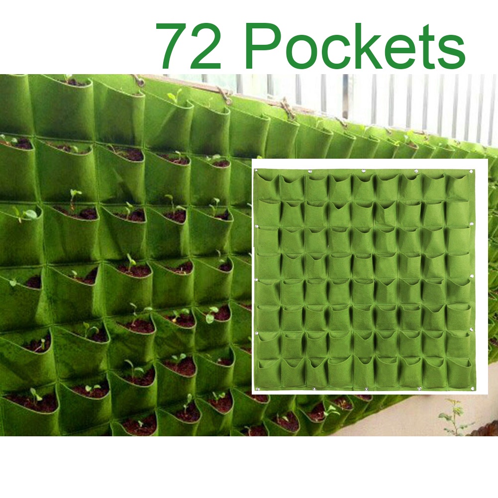 花卉育苗袋 72 個口袋垂直壁掛式種植袋壁掛式種植袋花園用品