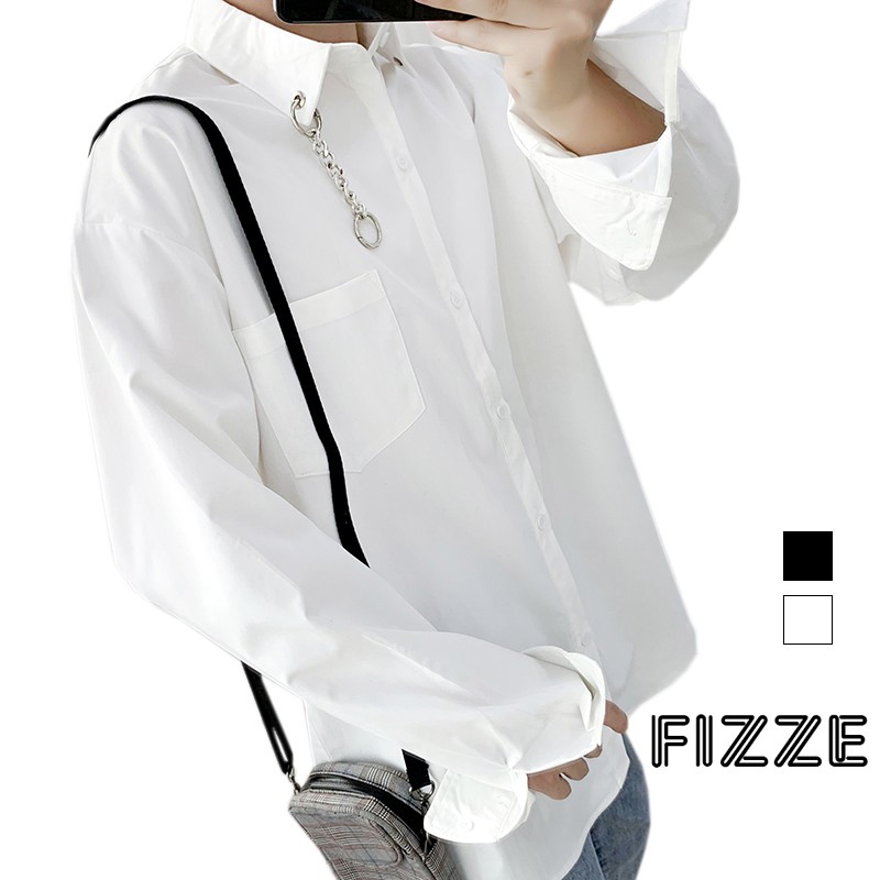 新款原宿風個性鏈條襯衫 情侶寬鬆長袖襯衫外套(M5503)【FIZZE】