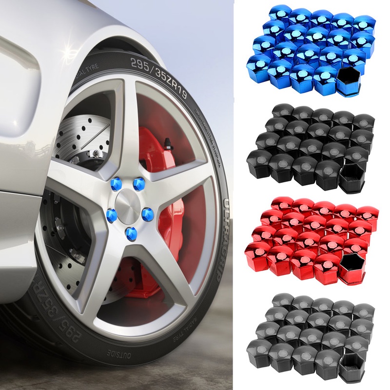 20pcs 17mm 車輪螺母蓋 / 塑料防銹輪轂螺絲蓋 / 彩色輪胎螺母外部裝飾蓋