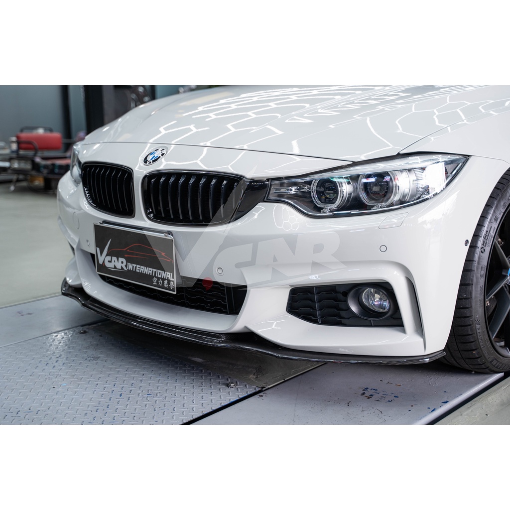 【V.car】BMW F32 F33 F36 熱壓 R款碳纖前下巴 M-tech保桿