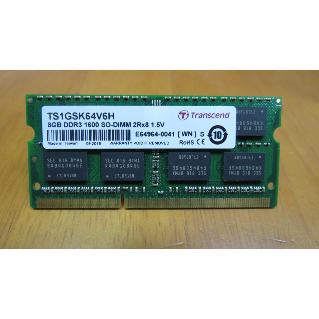 Transcend創見 TS1GSK64V6H 8GB DDR3-1600 筆記型(雙面)記憶體