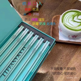 免運【名品匯】家用筷子Tiffany 蒂芙尼炻瓷炫彩高端陶瓷筷子防滑高顏值網紅餐具