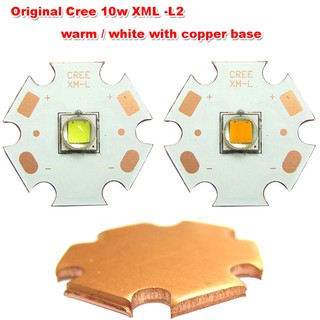 高亮 CREE 10W XM-L L2 暖 白色, 帶 20mm 銅基板, 用於 LED 手電筒