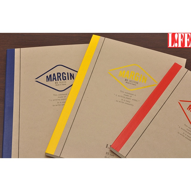 日本製造 LIFE MARGIN A5 筆記本(橫線N712 空白N711 方格N710 可選)80頁筆記簿