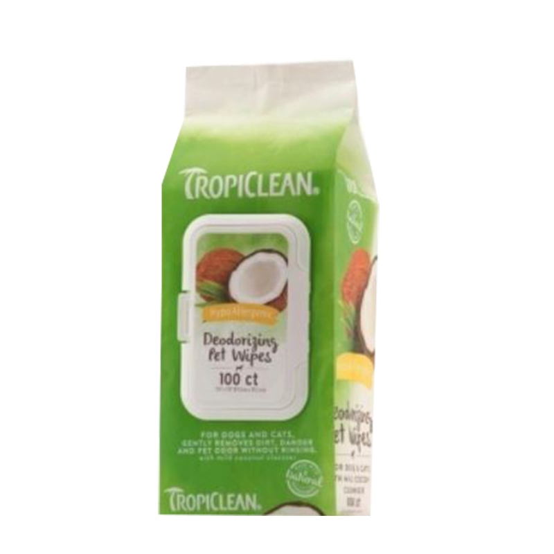 -美國Tropiclean巧倍麗 犬貓用神奇柔膚巾100入 快速清潔香噴噴 單次5元就清潔完畢 椰子系列
