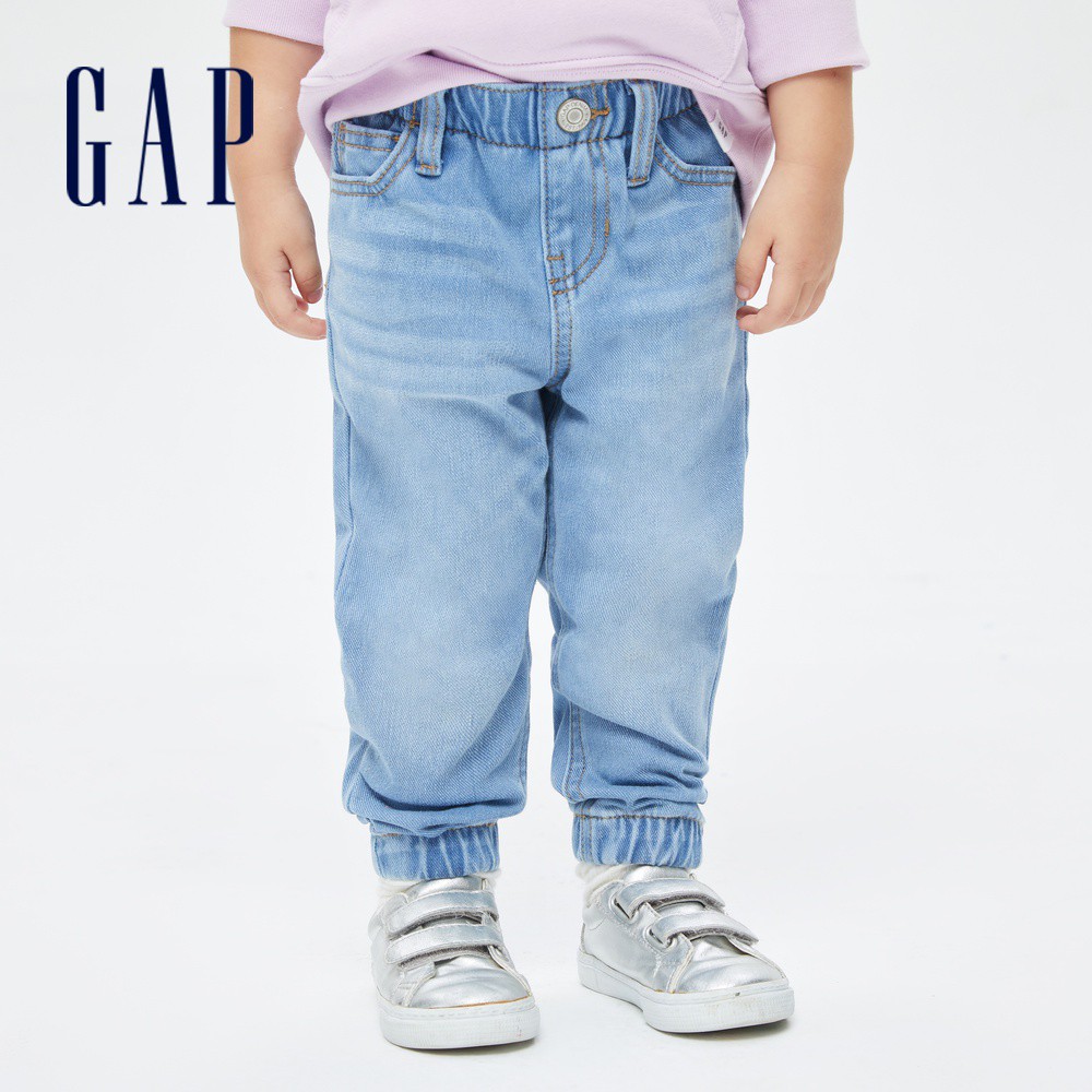 Gap 女幼童裝 彈力寬鬆牛仔褲-水洗靛藍(717958)