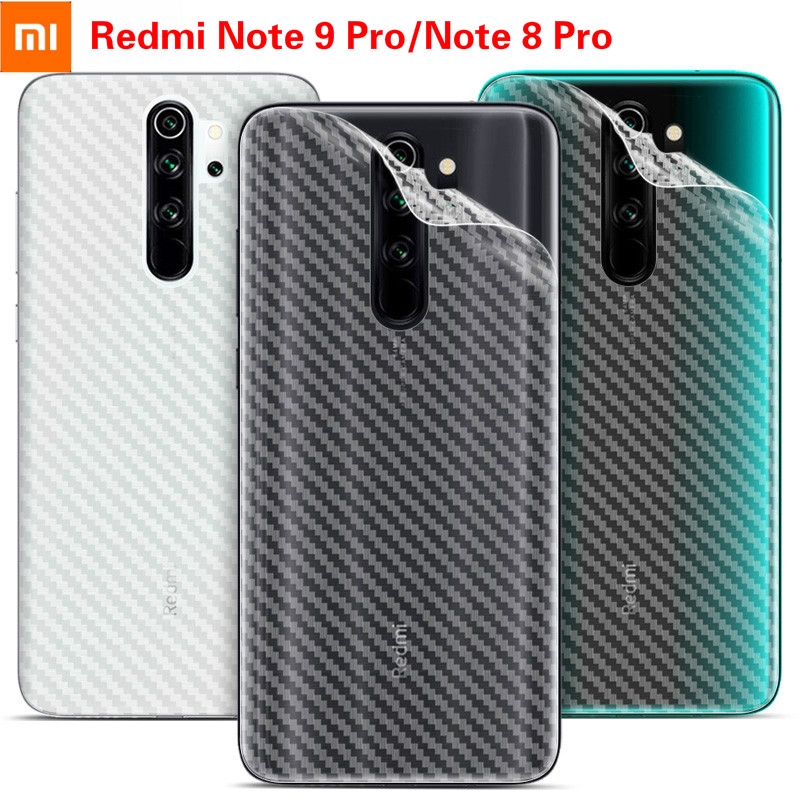 XIAOMI REDMI 小米紅米 Note 9Pro/Note 8 Pro 碳纖維花紋磨砂背膜後貼半透明軟保護膜