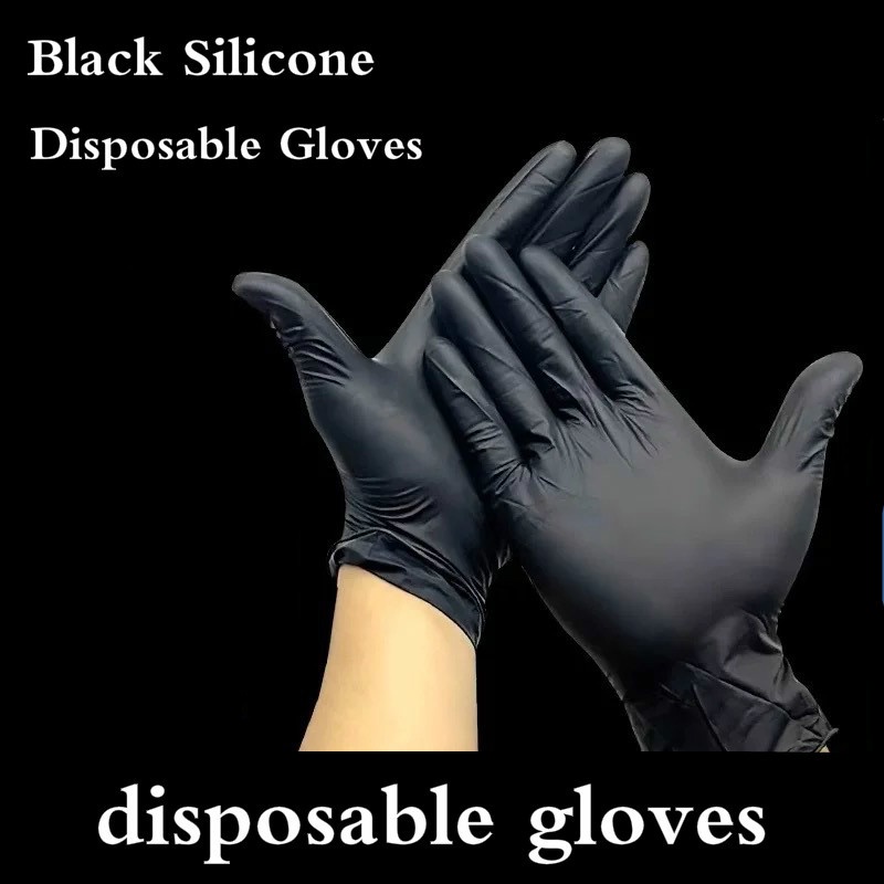 20件黑色一次性手套乳膠丁腈丁二烯橡膠手套紋身專用手套配件工具