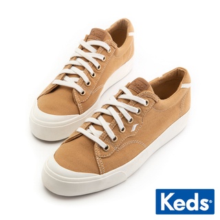 【Keds】CREW KICK 個性皮標中性車縫休閒鞋-棕 (9223W123443)