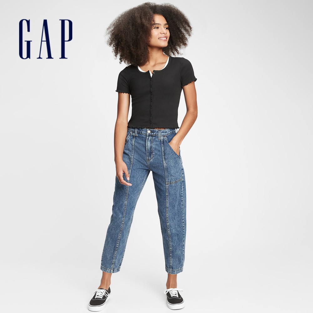 Gap 女童裝 水洗寬鬆牛仔褲-水洗藍(609839)