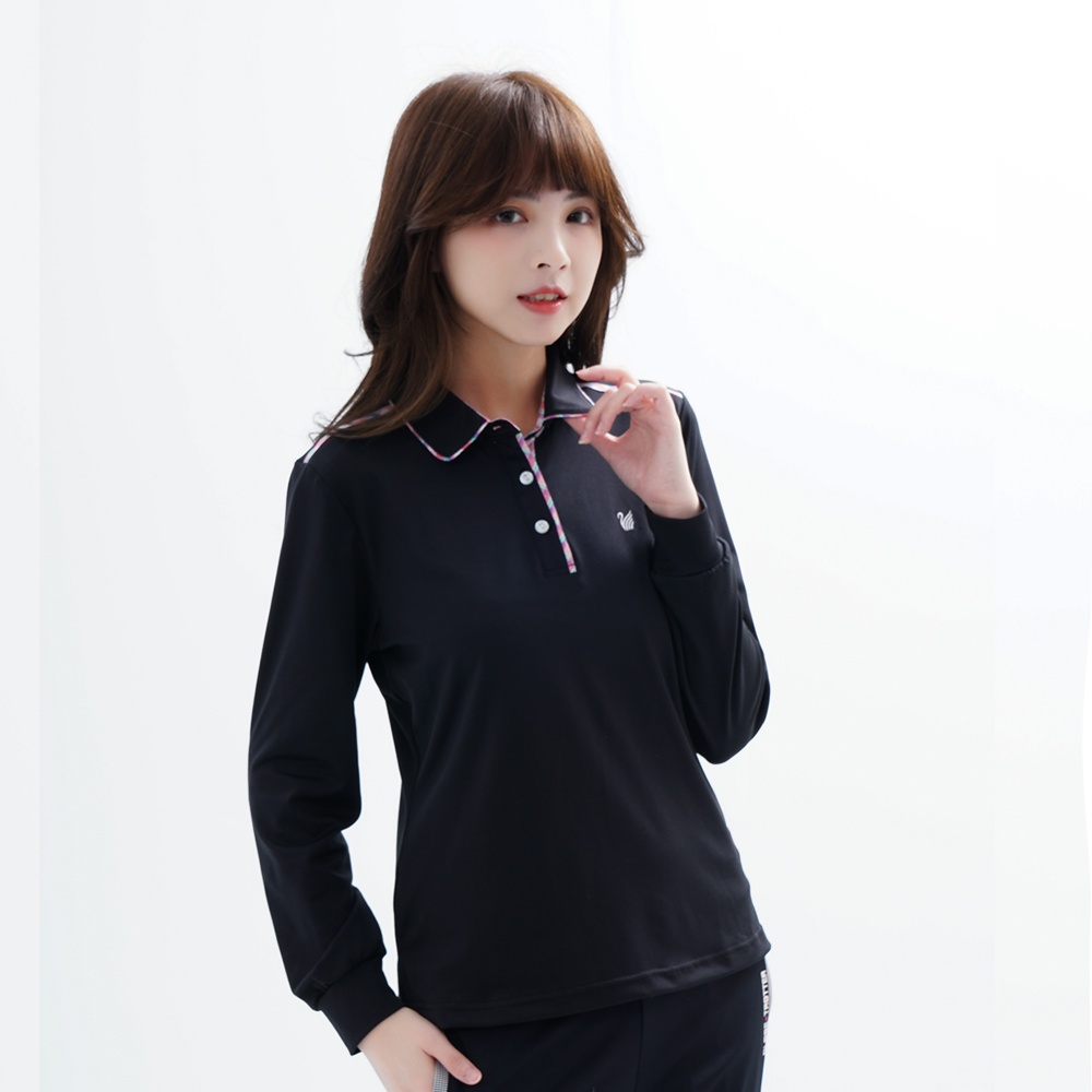 【遊遍天下】台灣現貨-女款抗UV吸濕排汗機能POLO長衫 GL1016 / 黑色