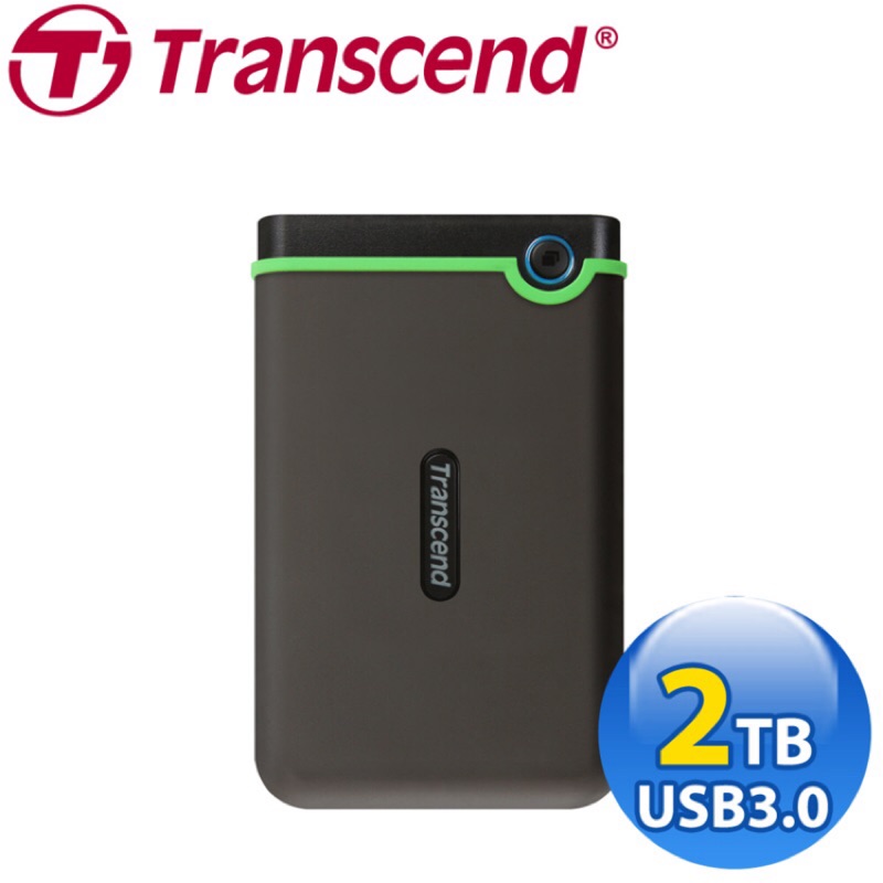 近全新 創見 Transcend StoreJet 25M3 2TB 2.5吋 USB3.0 軍規防震外接硬碟(綠)