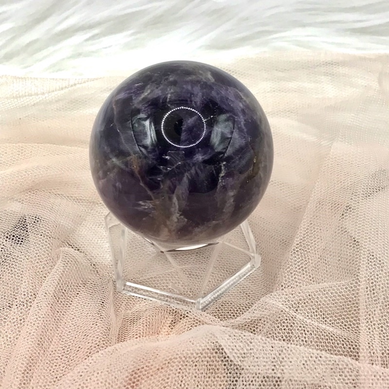【Naya晶坊】夢幻紫水晶球 虎牙紫水晶 烏拉圭深紫 水晶球 附球座 5.8公分