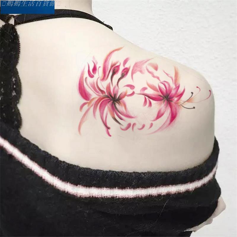 彼岸花紋身貼防水女網紅性感手臂鎖骨貼紙大圖古風地獄少女刺青熱賣現貨時尚潮流 蝦皮購物