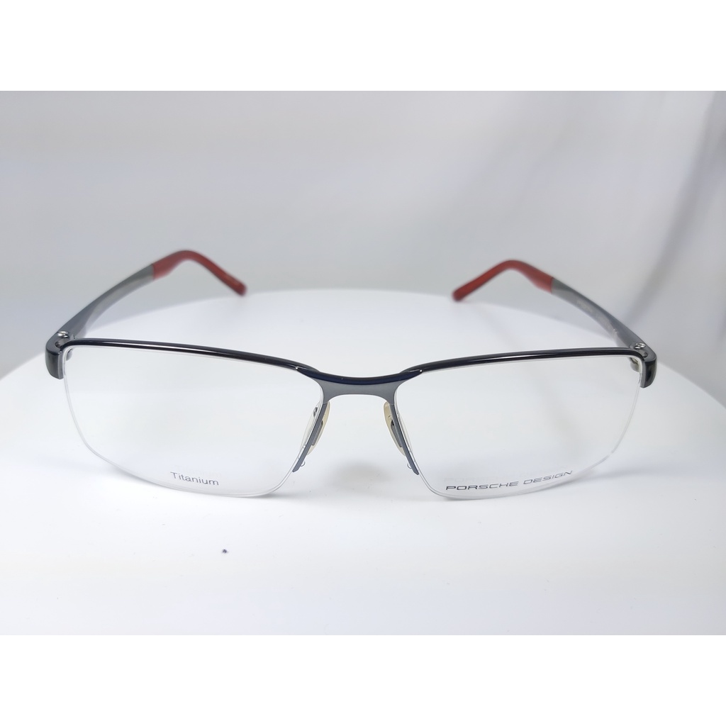 『逢甲眼鏡』PORSCHE DESIGN半框鏡框 全新正品 質感銀方框 純鈦材質 極輕舒適 流暢線條【P8274  D】