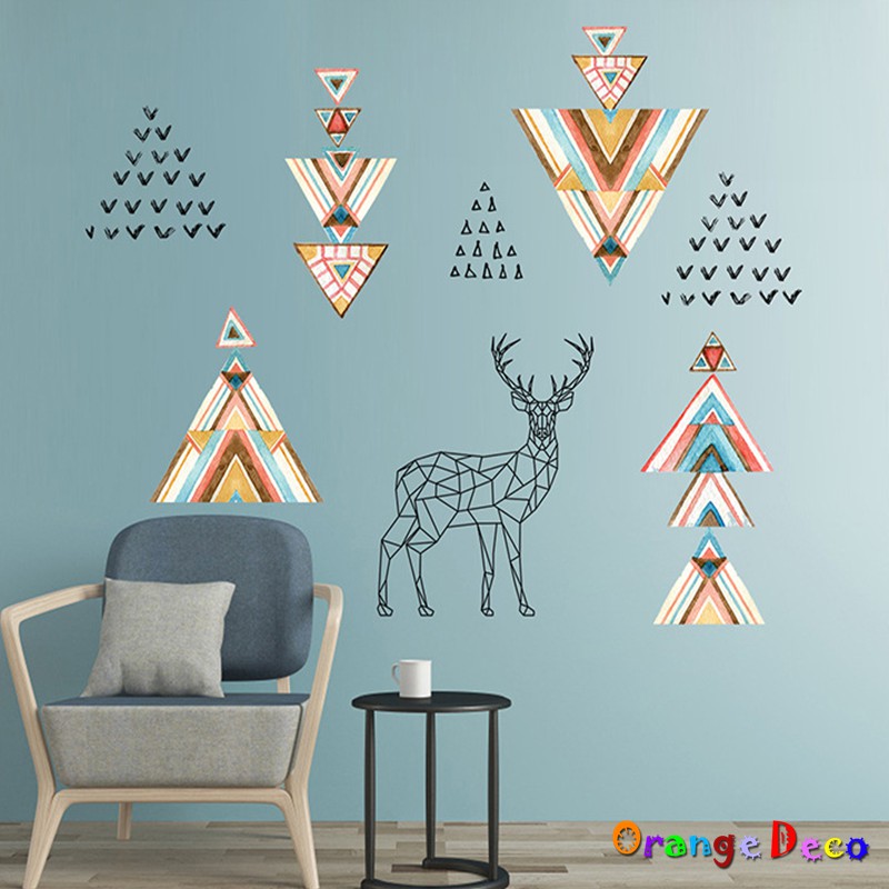 【橘果設計】幾何圖形鹿 壁貼 牆貼 壁紙 DIY組合裝飾佈置