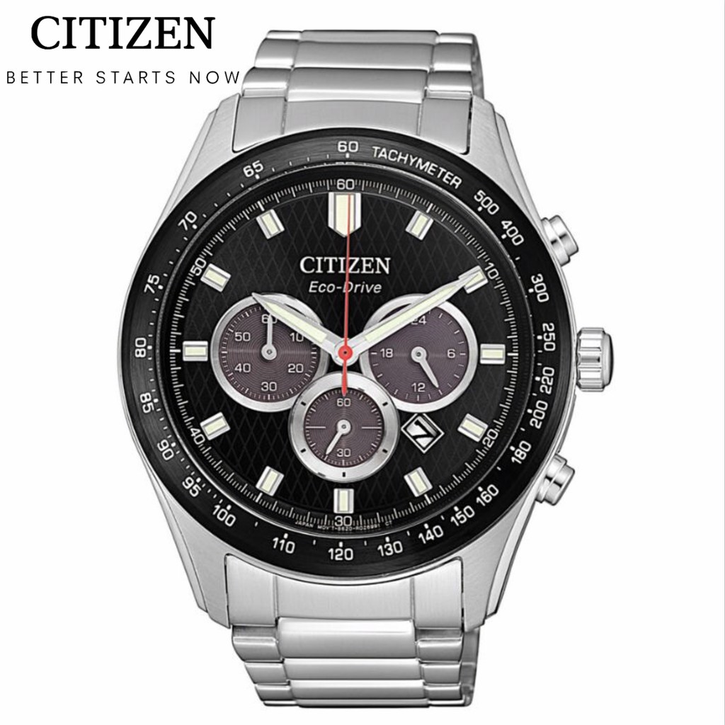 CITIZEN Chronograph系列 光動能三眼計時腕錶 CA4454-89E 黑x銀/ 43mm