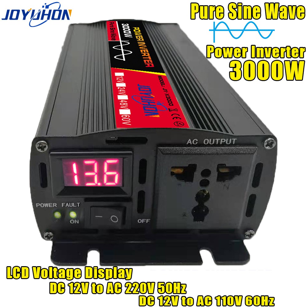 Joyuhon 3000W純正弦波電源逆變器轉換器 直流12V/24V/48V/60V 轉交流 110V/220V