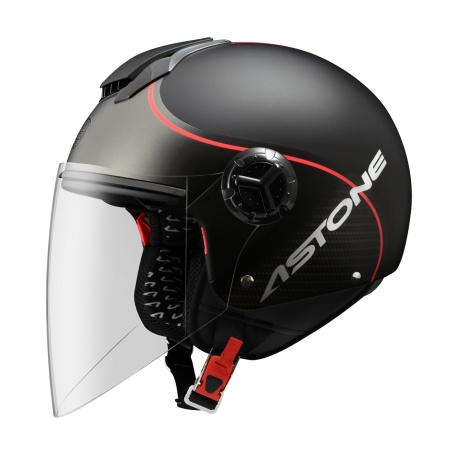 ASTONE-CJ500系列 LL10  消光黑 / 紅 歐風 雙鏡 可拆洗 安全帽