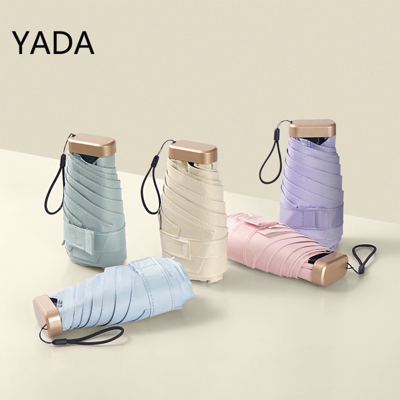 Yada 迷你口袋雨傘 5 折疊式超輕雨太陽傘女孩防紫外線便攜式雨傘陽傘婦女 YS220006