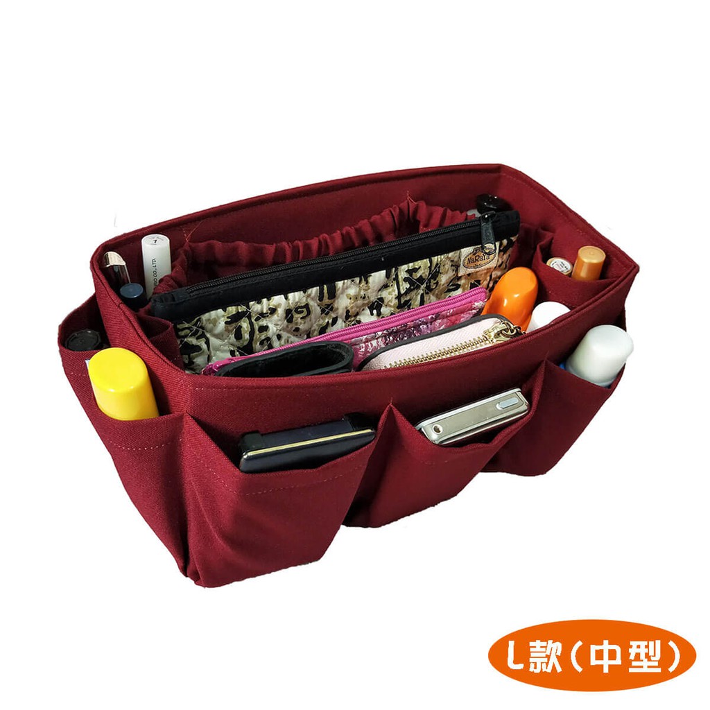 優質包中包袋中袋 包包分類收納整理 超大容量收納|素色紅(中型)|台灣製 可水洗