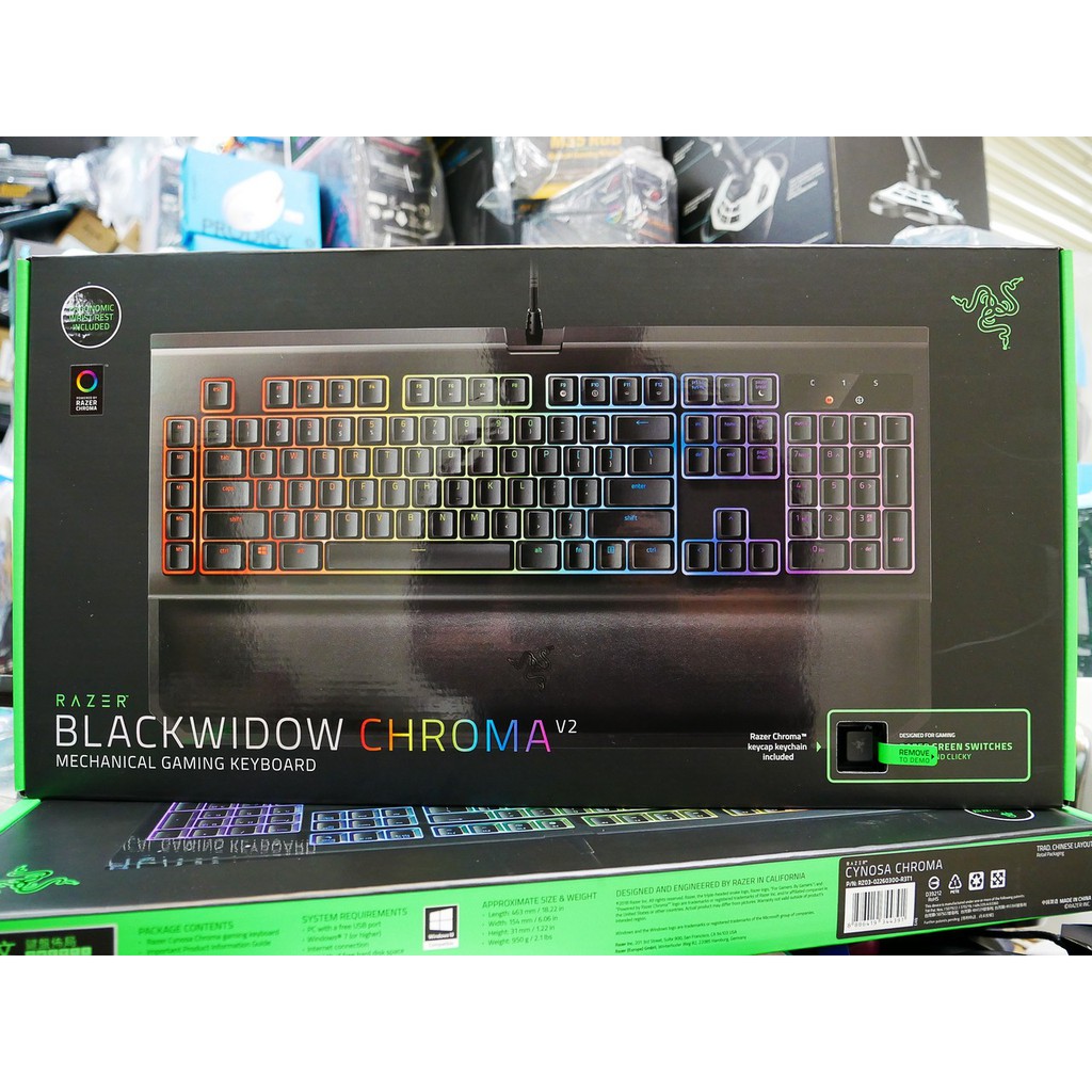 #本店吳銘 - 雷蛇 Razer Blackwidow Chroma V2 黑寡婦終極幻彩 頂級機械遊戲鍵盤 綠軸中文