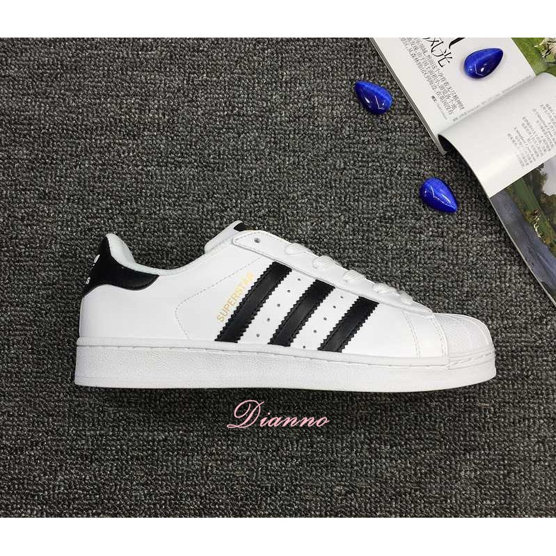 帝安諾 -實體店面 ADIDAS SUPERSTAR 白底黑線 金標 白黑 愛迪達 金標 貝殼鞋 男女 實體店面