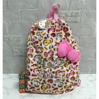 🌸Dona代購🌸現貨 日本正版 Hello Kitty凱蒂貓毛絨絨豹紋斑點粉紅色蝴蝶結 手提袋/後背包 R81 2405
