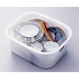 日本製INOMATA方形瀝水籃洗菜洗碗洗蔬果清洗籃9L收納籃置物籃(白色)