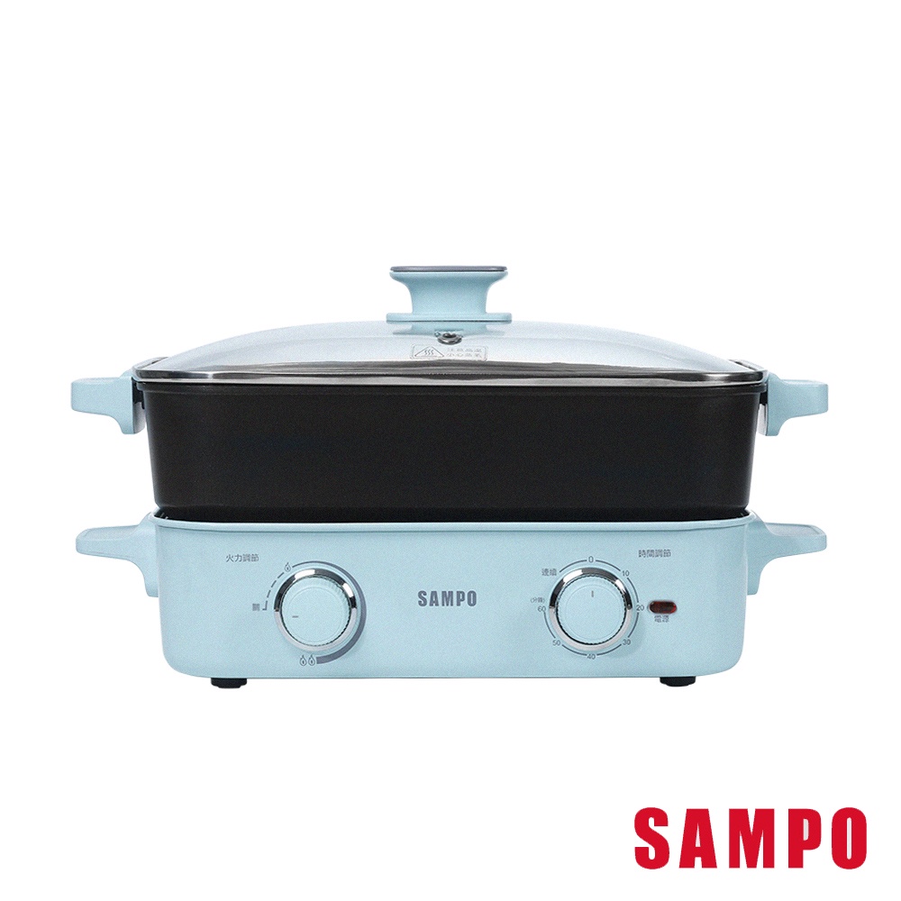 SAMPO聲寶 多功能火烤萬用爐(附深煮鍋、煎烤盤、不鏽鋼蒸盤) TG-HA12C(加碼送3M 牙線棒)