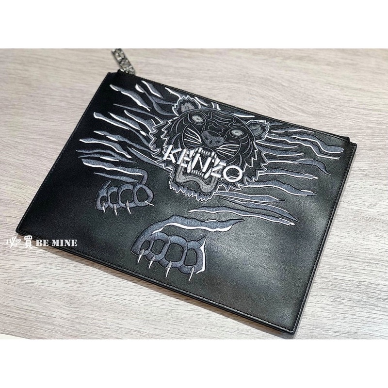 全新 KENZO 18S下山虎 刺繡 皮革 手拿包