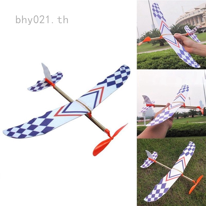 彈性橡皮筋動力 DIY 泡沫飛機模型套件益智玩具